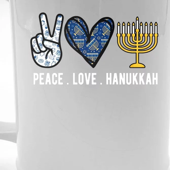 Peace Love Hanukkah Jewish Holiday Gift Front & Back Beer Stein