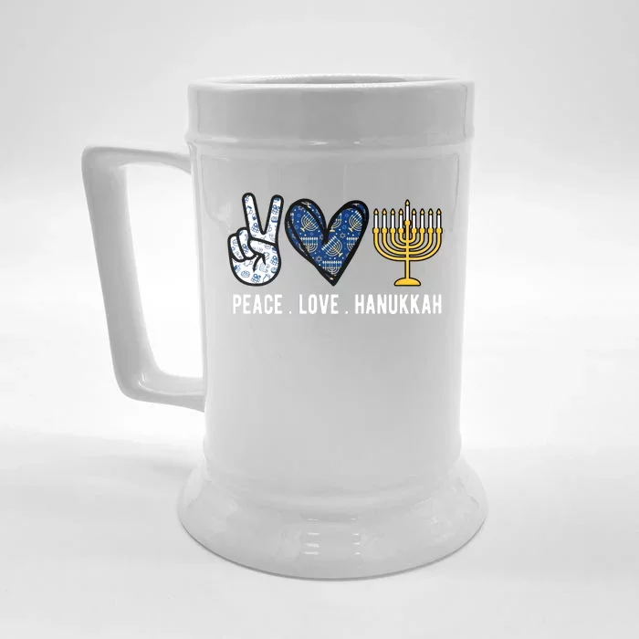 Peace Love Hanukkah Jewish Holiday Gift Front & Back Beer Stein