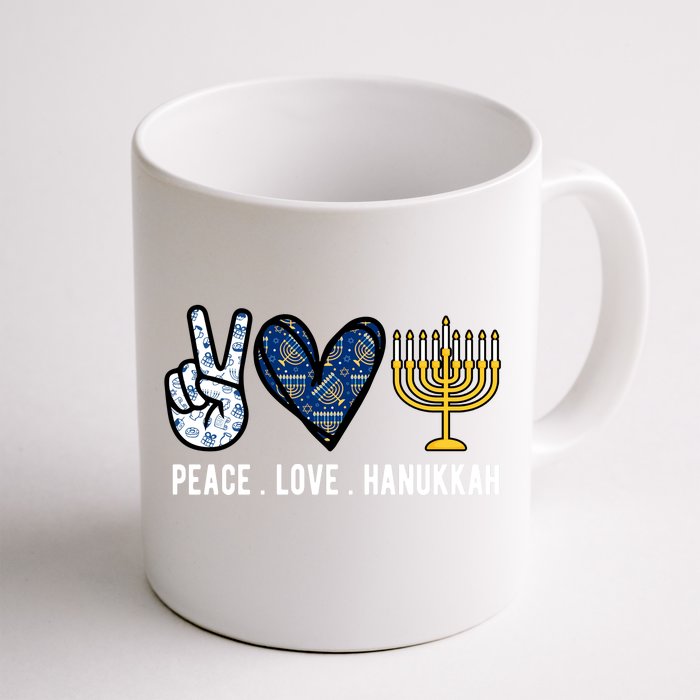 Peace Love Hanukkah Jewish Holiday Gift Front & Back Coffee Mug