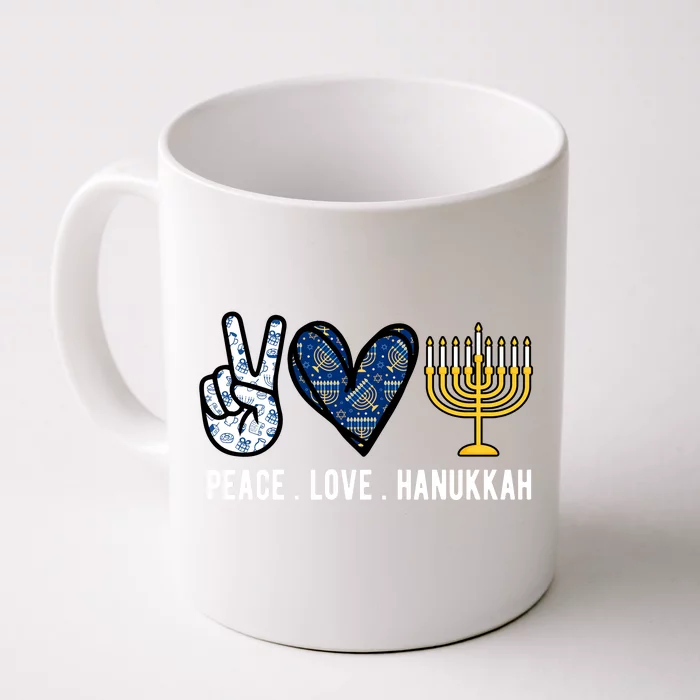 Peace Love Hanukkah Jewish Holiday Gift Front & Back Coffee Mug