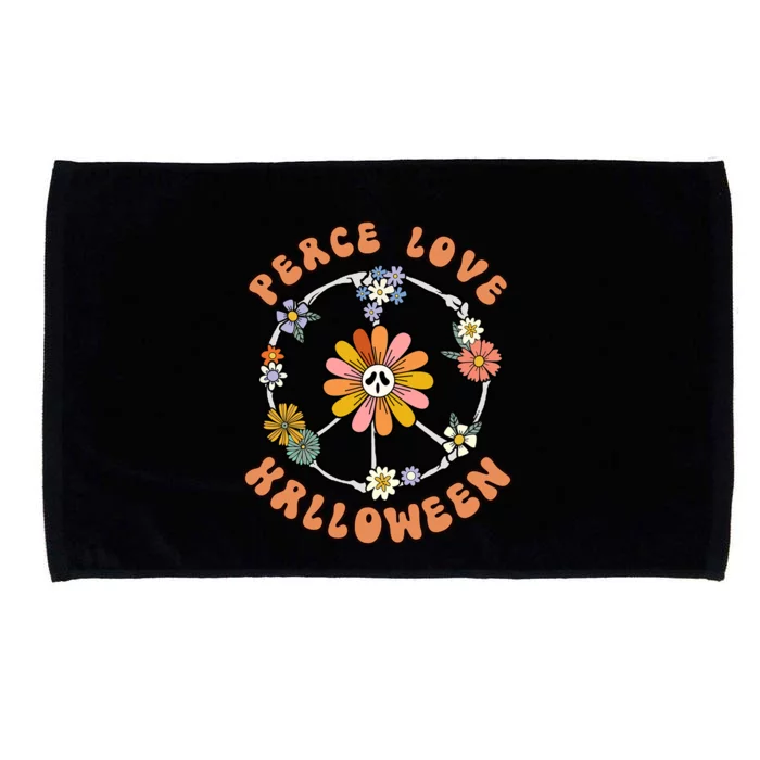 Peace Love Halloween Flowers Hippie Gift Microfiber Hand Towel