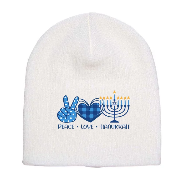 Peace Love Hanukkah Funny Happy Hanukkah Family Pjs Matching Short Acrylic Beanie