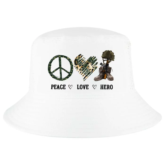 Peace Love Hero Veteran Dad Gift Father's Day Cool Comfort Performance Bucket Hat