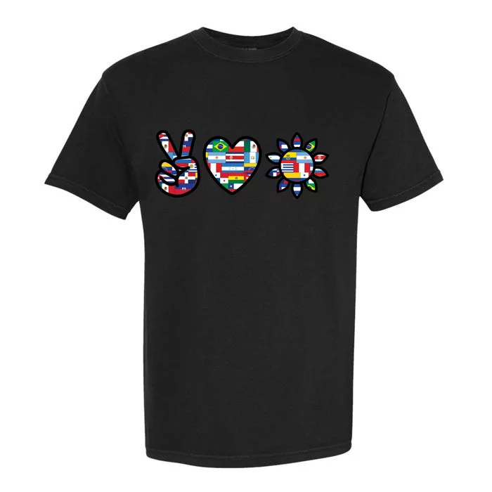 Peace Love Hispanic Heritage Month Garment-Dyed Heavyweight T-Shirt