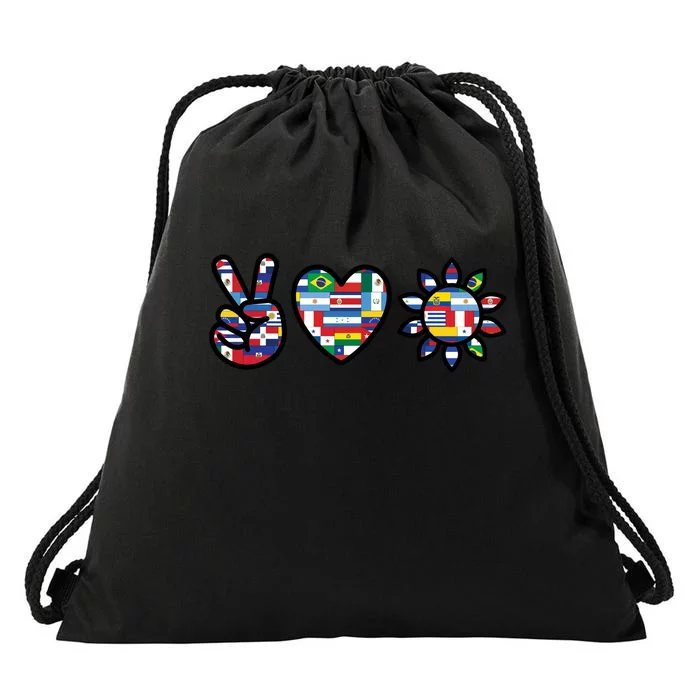 Peace Love Hispanic Heritage Month Drawstring Bag