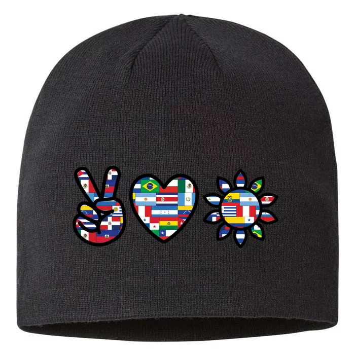 Peace Love Hispanic Heritage Month 8 1/2in Sustainable Knit Beanie