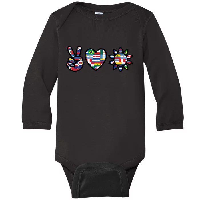 Peace Love Hispanic Heritage Month Baby Long Sleeve Bodysuit