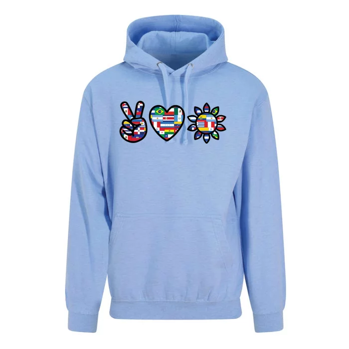 Peace Love Hispanic Heritage Month Unisex Surf Hoodie