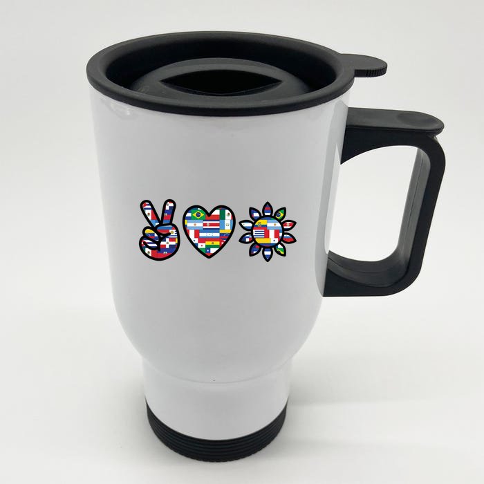 Peace Love Hispanic Heritage Month Front & Back Stainless Steel Travel Mug