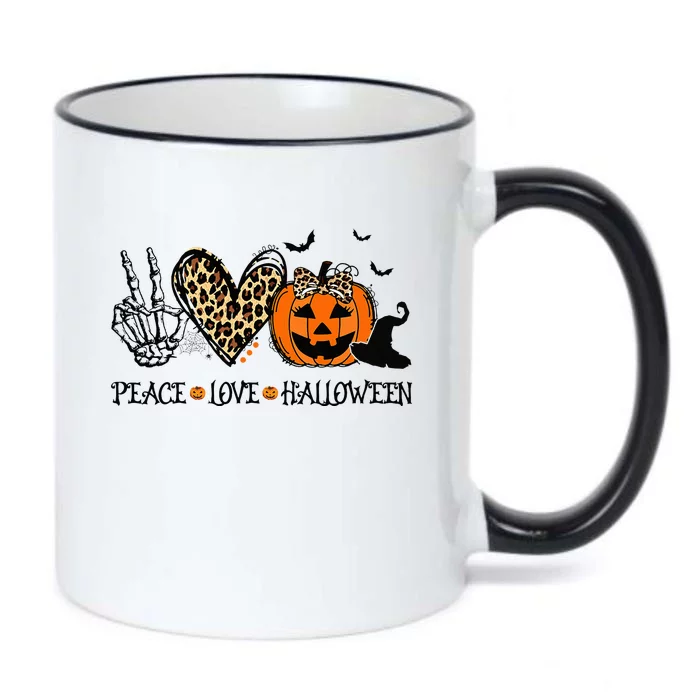 Peace Love Halloween Happy Halloween Pumpkin Leopard Heart Black Color Changing Mug