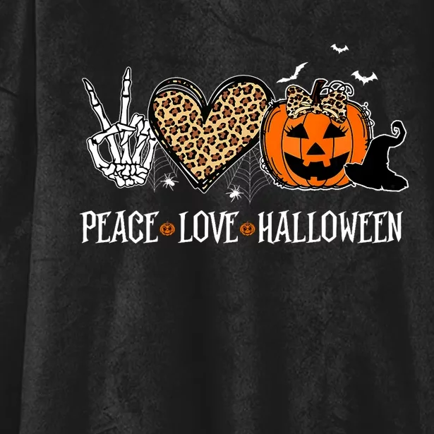 Peace Love Halloween Happy Halloween Pumpkin Leopard Heart Hooded Wearable Blanket