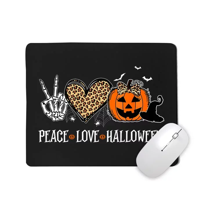 Peace Love Halloween Happy Halloween Pumpkin Leopard Heart Mousepad