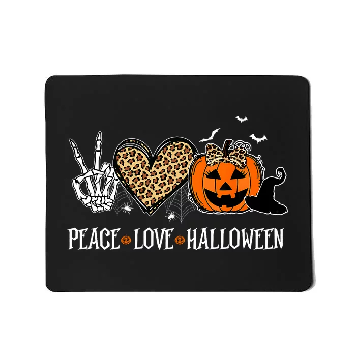 Peace Love Halloween Happy Halloween Pumpkin Leopard Heart Mousepad