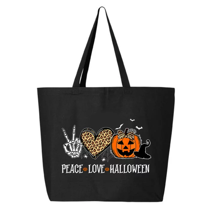 Peace Love Halloween Happy Halloween Pumpkin Leopard Heart 25L Jumbo Tote