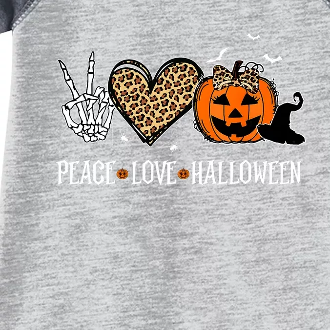 Peace Love Halloween Happy Halloween Pumpkin Leopard Heart Infant Baby Jersey Bodysuit