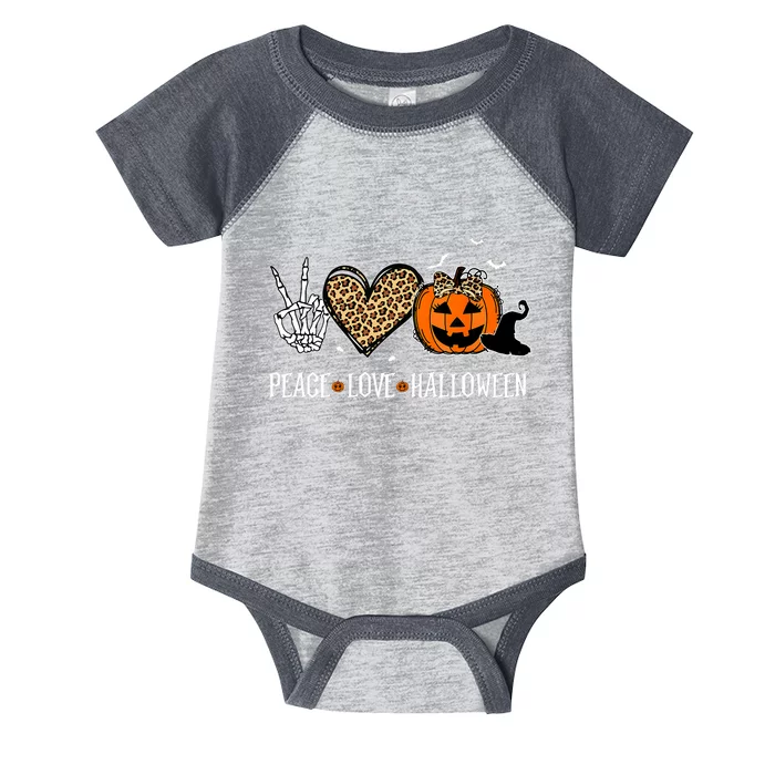 Peace Love Halloween Happy Halloween Pumpkin Leopard Heart Infant Baby Jersey Bodysuit