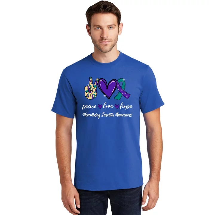 Peace Love Hope Necrotizing Fasciitis Ribbon Awareness Gift Tall T-Shirt