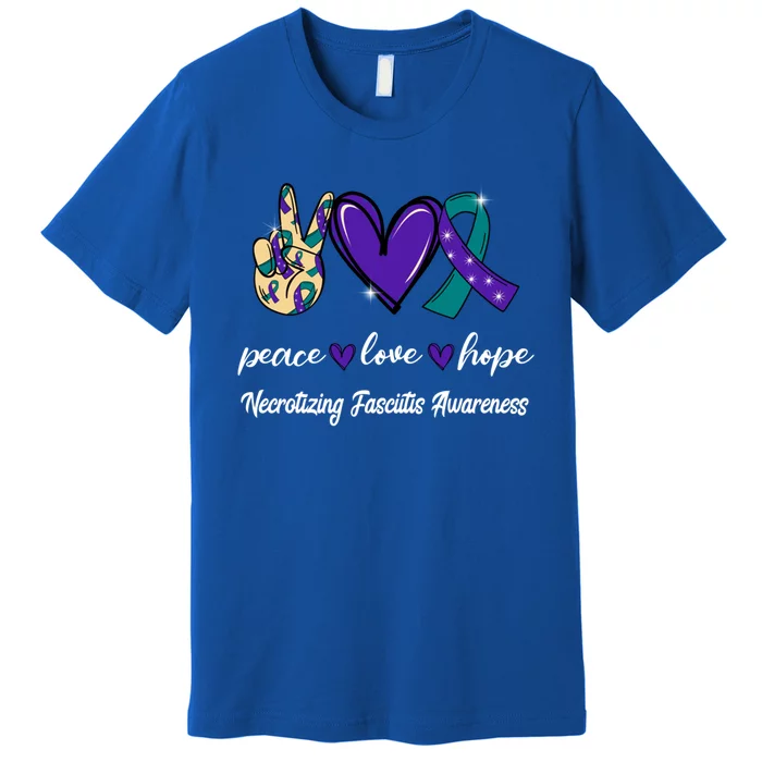 Peace Love Hope Necrotizing Fasciitis Ribbon Awareness Gift Premium T-Shirt