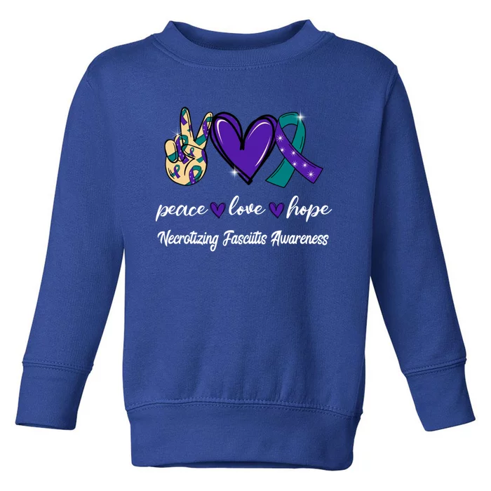 Peace Love Hope Necrotizing Fasciitis Ribbon Awareness Gift Toddler Sweatshirt