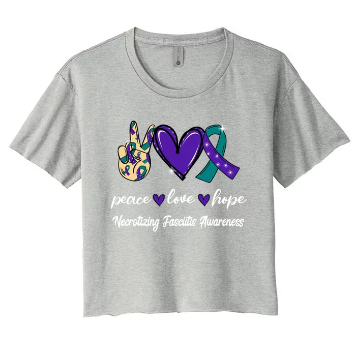 Peace Love Hope Necrotizing Fasciitis Ribbon Awareness Gift Women's Crop Top Tee