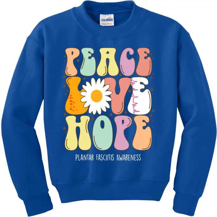 Peace Love Hope Plantar Fasciitis Awareness Gift Kids Sweatshirt