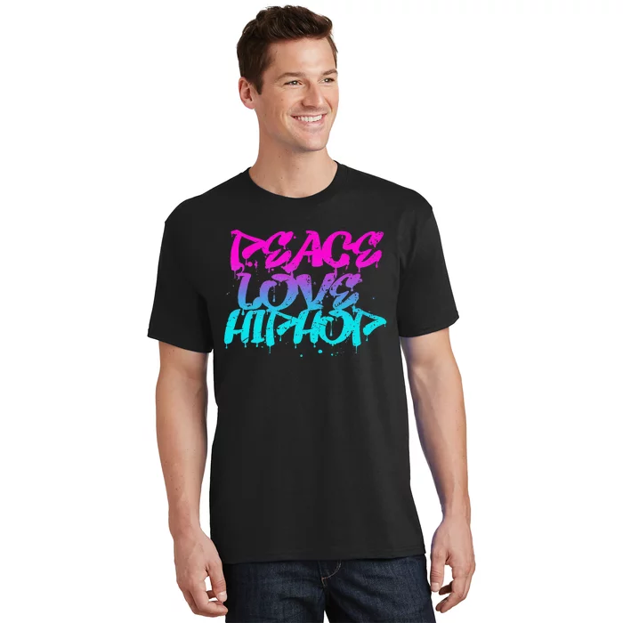 Peace Love Hip Hop Graffiti Retro Rap Music T-Shirt