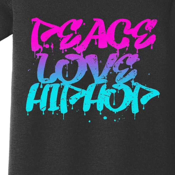 Peace Love Hip Hop Graffiti Retro Rap Music Baby Bodysuit