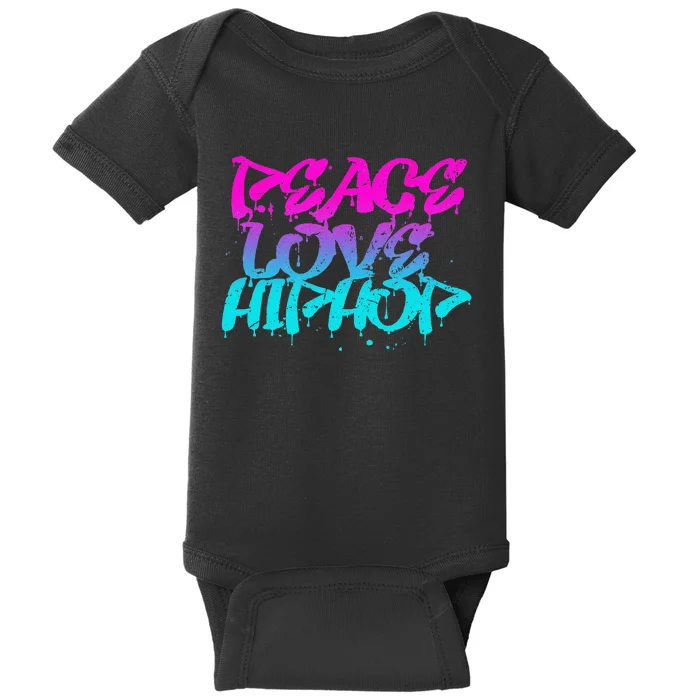 Peace Love Hip Hop Graffiti Retro Rap Music Baby Bodysuit