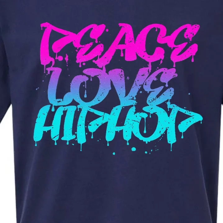 Peace Love Hip Hop Graffiti Retro Rap Music Sueded Cloud Jersey T-Shirt