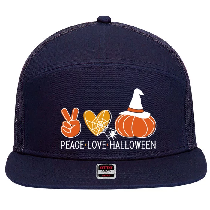 Peace Love Halloween 7 Panel Mesh Trucker Snapback Hat