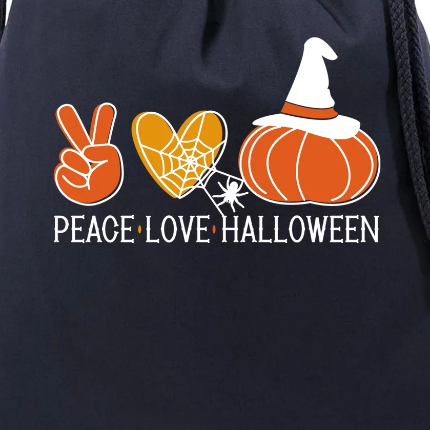 Peace Love Halloween Drawstring Bag