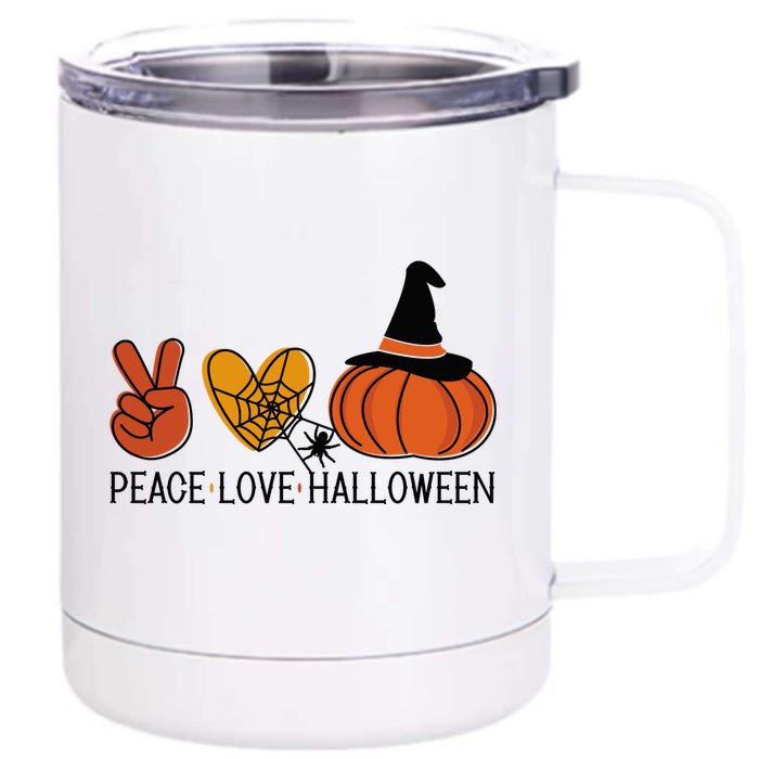 Peace Love Halloween Front & Back 12oz Stainless Steel Tumbler Cup