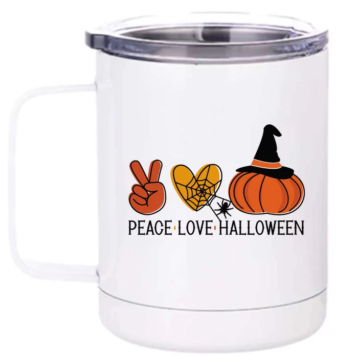 Peace Love Halloween Front & Back 12oz Stainless Steel Tumbler Cup