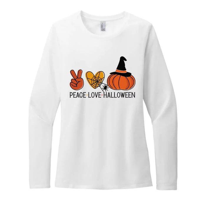 Peace Love Halloween Womens CVC Long Sleeve Shirt