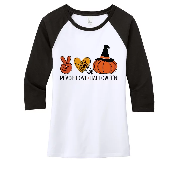 Peace Love Halloween Women's Tri-Blend 3/4-Sleeve Raglan Shirt