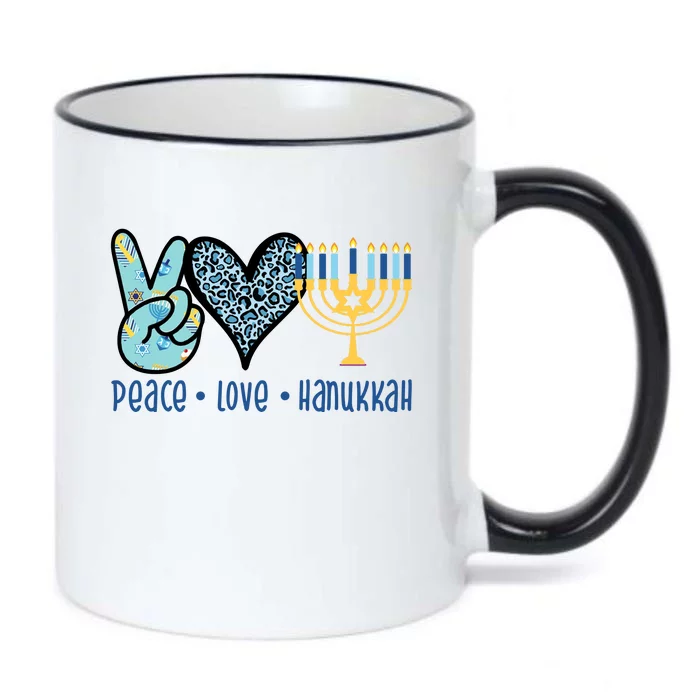 Peace Love Hanukkah Cute Gift Black Color Changing Mug