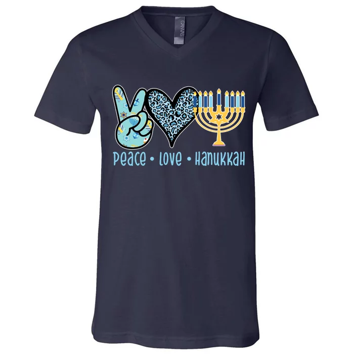 Peace Love Hanukkah Cute Gift V-Neck T-Shirt