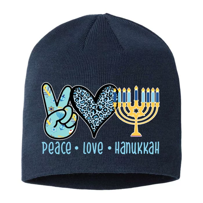 Peace Love Hanukkah Cute Gift 8 1/2in Sustainable Knit Beanie