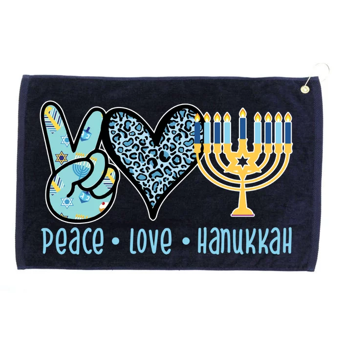 Peace Love Hanukkah Cute Gift Grommeted Golf Towel