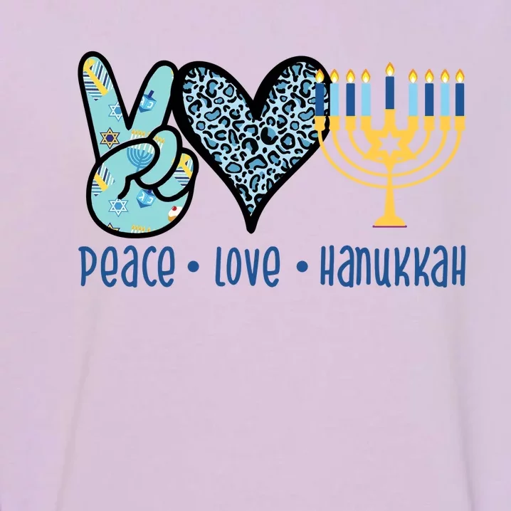 Peace Love Hanukkah Cute Gift Garment-Dyed Sweatshirt