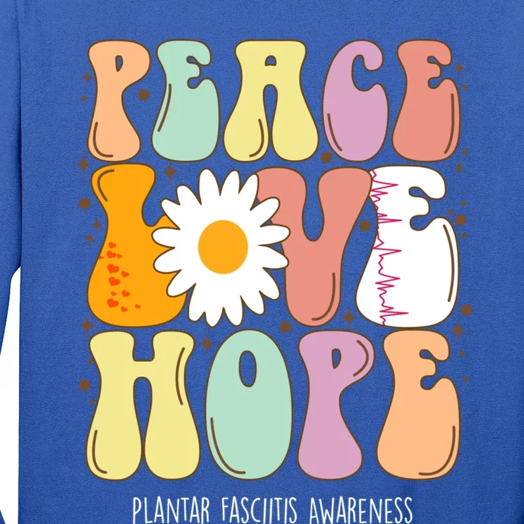 Peace Love Hope Plantar Fasciitis Awareness Gift Long Sleeve Shirt