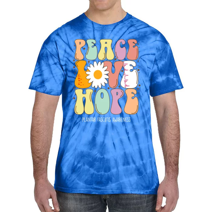 Peace Love Hope Plantar Fasciitis Awareness Gift Tie-Dye T-Shirt