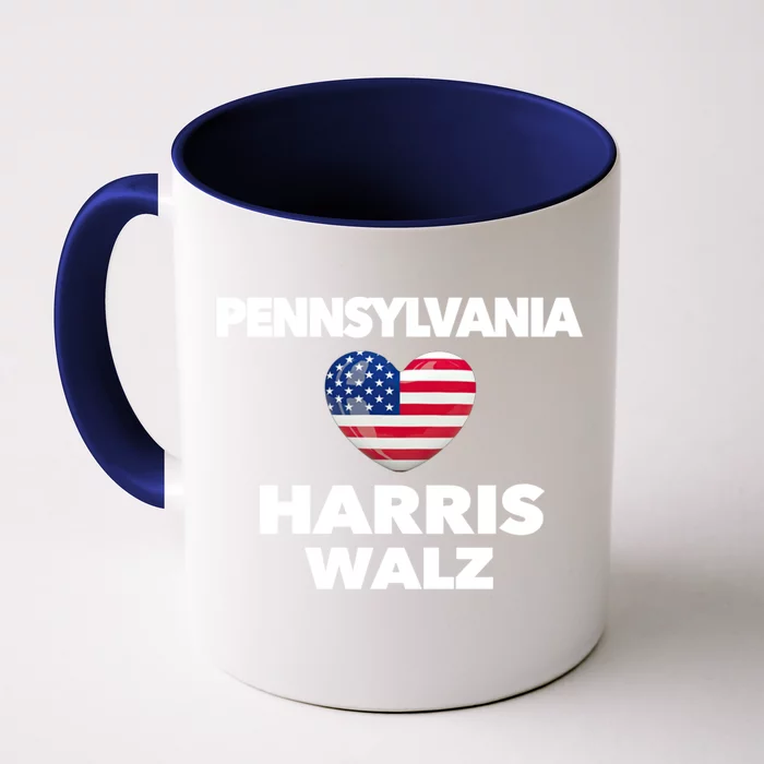 Pennsylvania Loves Harris Walz America Usa Election Pa Gift Front & Back Coffee Mug