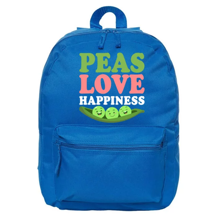 Peas Love Happiness Funny Veganism Veggie Funny Gift 16 in Basic Backpack