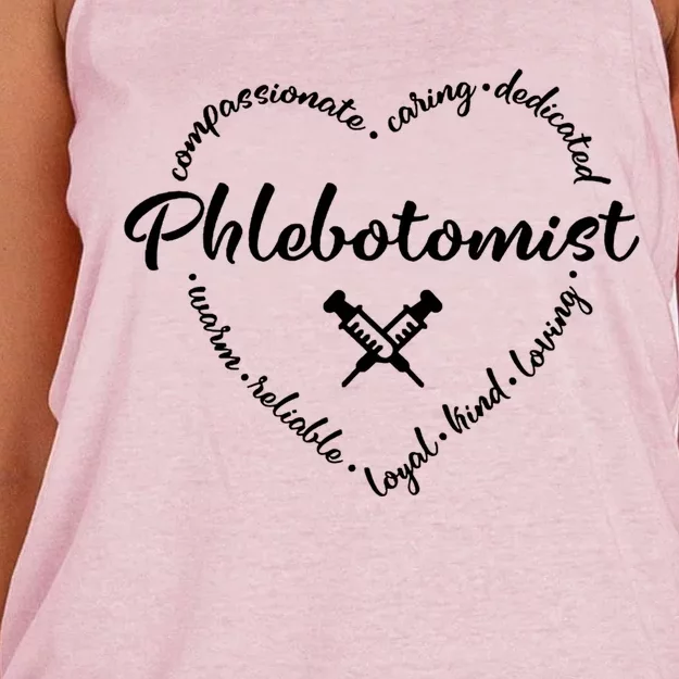 Phlebotomist Life Heart Caring Dedicated Loyal Phlebotomy Gift Women's Knotted Racerback Tank