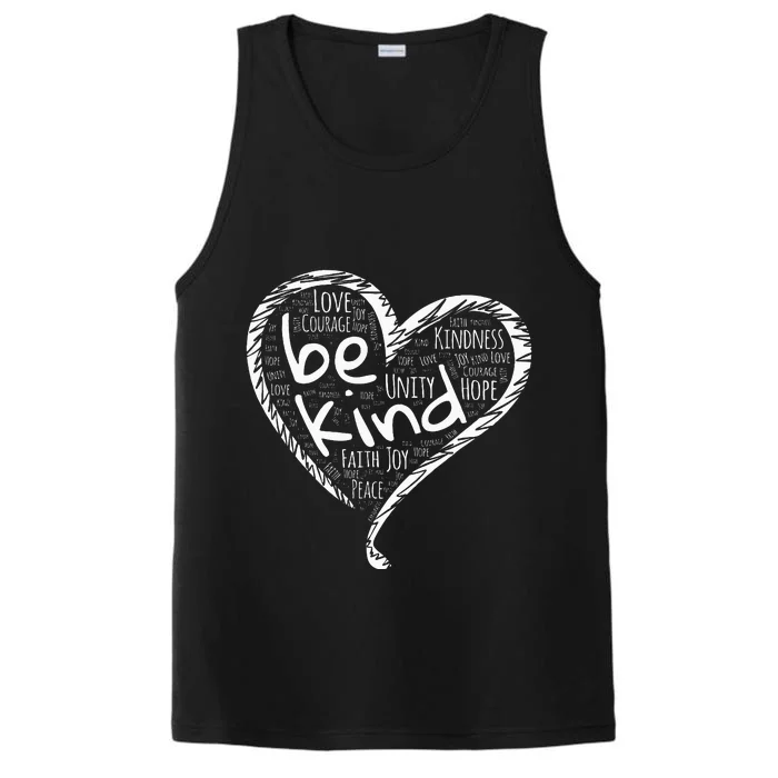 Peace Love Hope Kindness Heart No Bullying Unity Day Orange Performance Tank