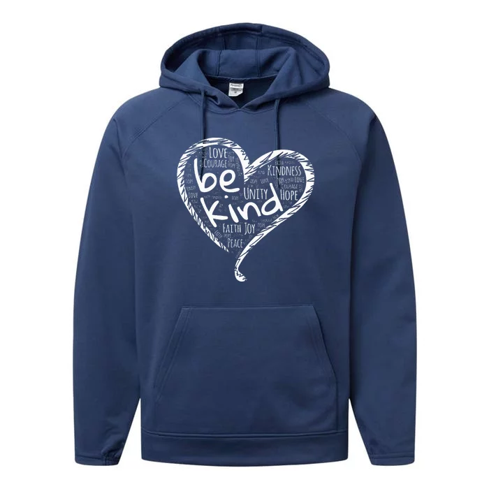 Peace Love Hope Kindness Heart No Bullying Unity Day Orange Performance Fleece Hoodie