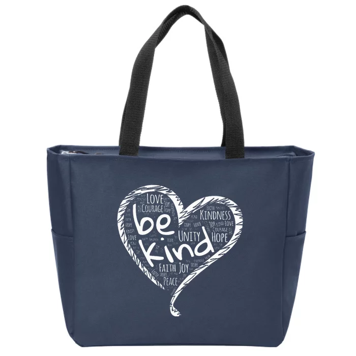 Peace Love Hope Kindness Heart No Bullying Unity Day Orange Zip Tote Bag