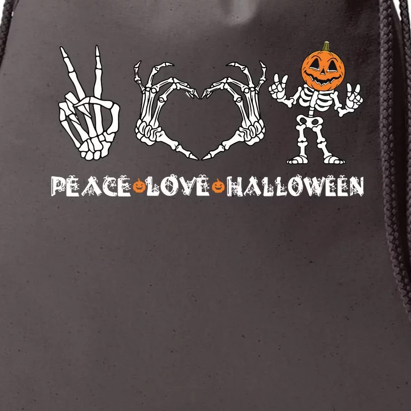 Peace Love Halloween Happy Halloween Pumpkin Skeleton Hands Drawstring Bag