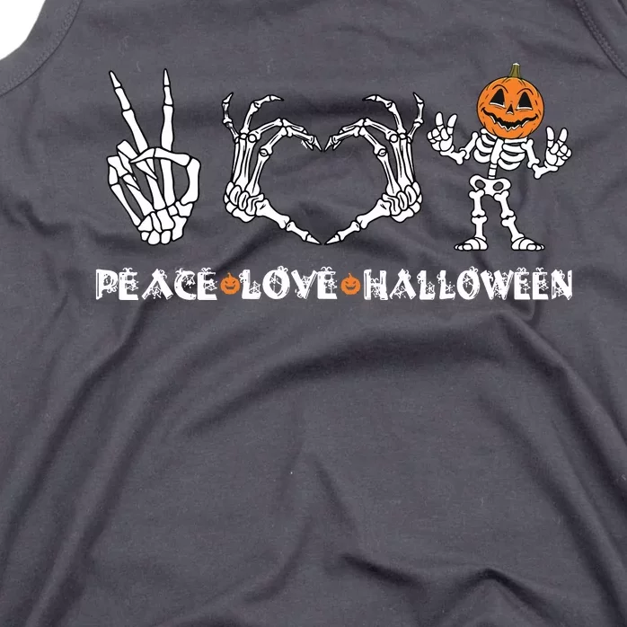 Peace Love Halloween Happy Halloween Pumpkin Skeleton Hands Tank Top